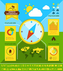 Image showing Flat Camping Infographic Template.