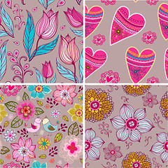 Image showing Set of four Happy valentines day backgrounds.