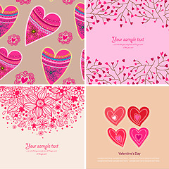 Image showing Set of four Happy valentines day backgrounds.