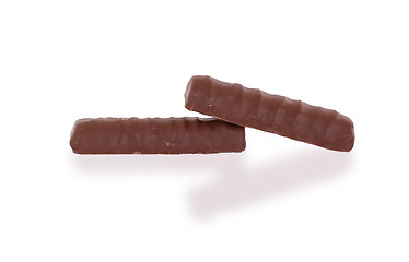 Image showing Closeup of small chocolate bars