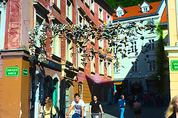 Image showing Shoes hanging in the Old Town of Ljubljana