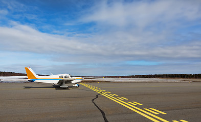 Image showing Small airplane in a small airport