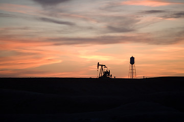 Image showing pumpjack sunset