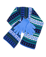 Image showing patterned scarf and blue gloves