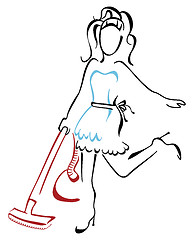 Image showing Woman vacuuming at house