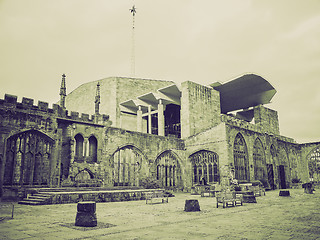 Image showing Vintage sepia Coventry Cathedral