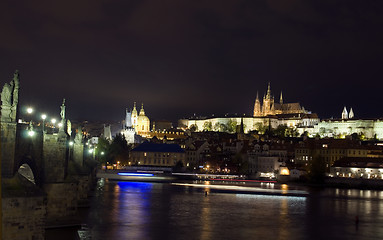 Image showing panoramic view Charles Bridge Vltava River Castle district  crui