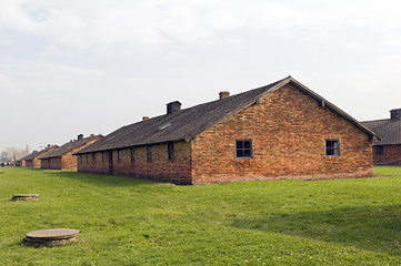 Image showing prisoner barracks at Birkenau-Auschwitz Nazi concentration camp 