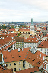 Image showing rooftops of Prague, Czech Republic over Vltava River  Castle sid