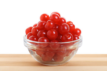 Image showing Cherries in a transparent bowl.