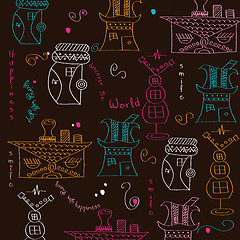 Image showing seamless pattern with  surreal houses