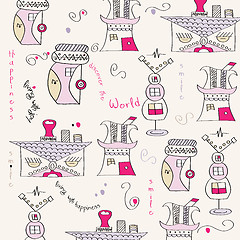 Image showing seamless pattern with  surreal houses