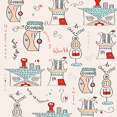 Image showing seamless pattern with  surreal houses