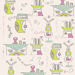 Image showing seamless pattern with  surreal houses