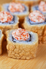 Image showing cream cheese and tobico sushi roll