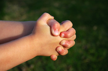 Image showing Child hands praying