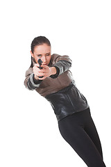 Image showing Beautiful sexy girl with gun