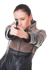 Image showing Beautiful sexy girl with gun