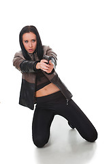 Image showing Beautiful sexy girl with gun