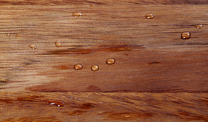 Image showing Wooden kitchen board with water drops