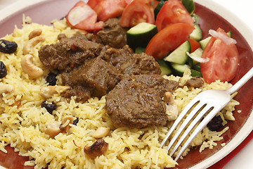 Image showing Beef madras curry meal closeup