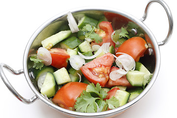 Image showing Salad in Indian kadai bowl