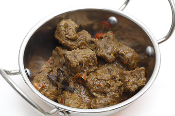 Image showing Spicy Madras beef curry in kadai