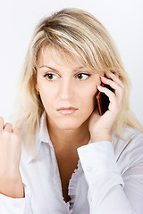 Image showing Portrait girl with a mobile phone