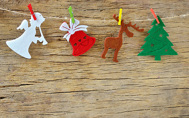 Image showing Christmas decoration on wooden board