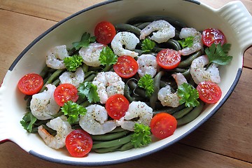 Image showing Shrimp and vegetables