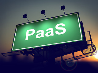 Image showing PAAS - Billboard on the Sunrise Background.