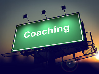 Image showing Coaching - Billboard on the Sunrise Background.