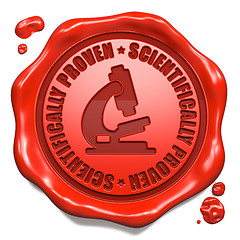 Image showing Scientifically Proven - Stamp on Red Wax Seal.