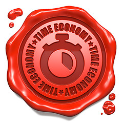 Image showing Time Economy - Stamp on Red Wax Seal.