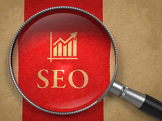 Image showing SEO through Magnifying Glass. Internet Concept.