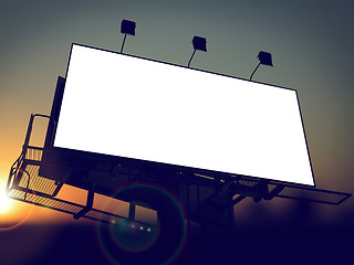 Image showing Blank Billboard on the Rising Sun Background.