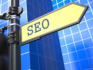 Image showing SEO. Yellow Roadsign.