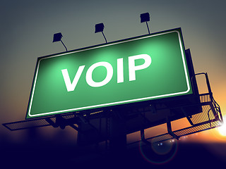 Image showing VOIP - Billboard on the Sunrise Background.