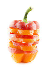 Image showing sliced of colorful sweet bell pepper