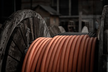 Image showing Electrical wires on wooden spool