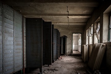 Image showing Dark room with steel lockers