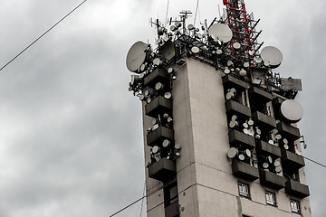 Image showing Communications tower against sky