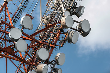 Image showing Large Communication tower against sky