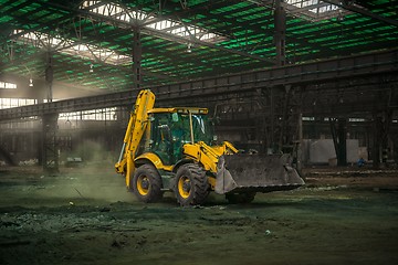 Image showing Industrial interior with bulldozer inside