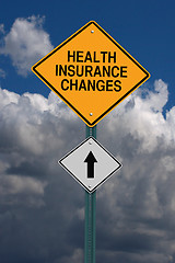 Image showing health insurance changes ahead roadsign