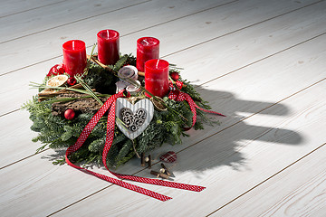 Image showing Advent wreath with red candles