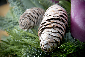 Image showing Detail shot of advent wreath