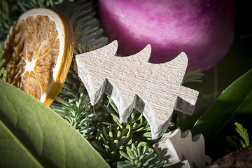 Image showing Detail shot of advent wreath