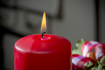 Image showing Datail burning red candle