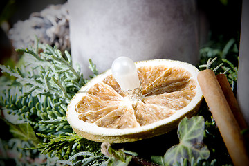 Image showing Detail shot of advent wreath